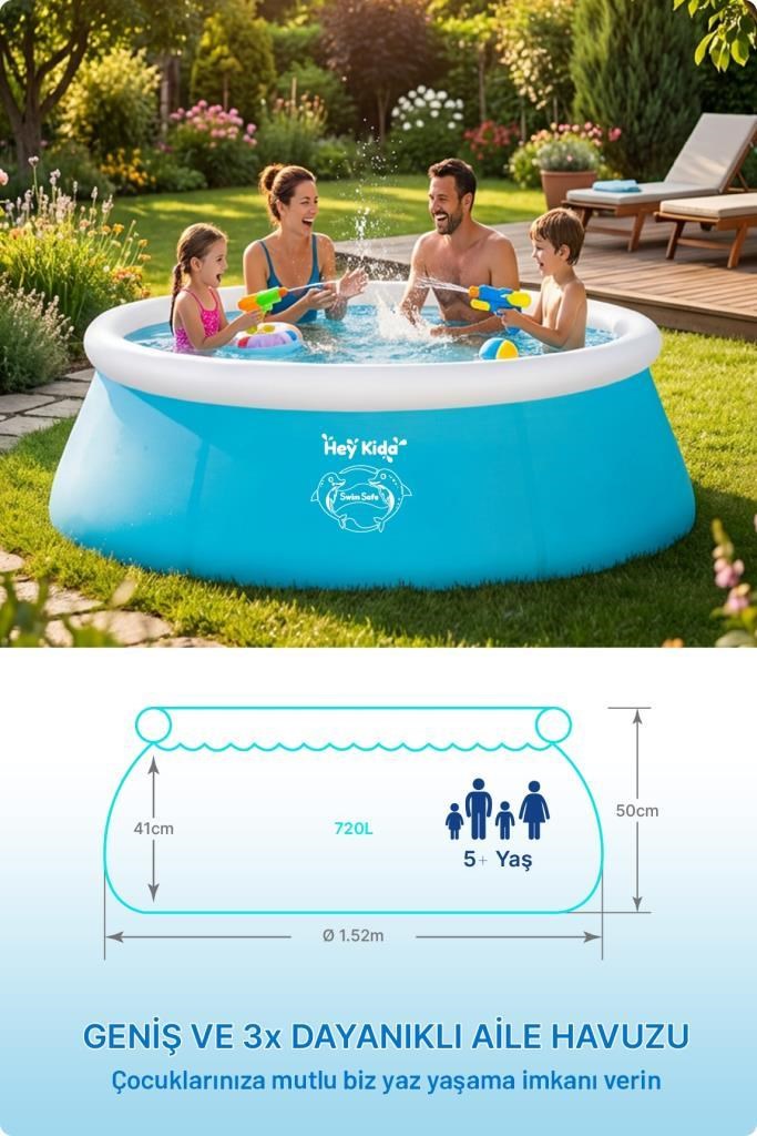 Heykida Swim Safe Hızlı Kurulum Havuzu 152x51cm