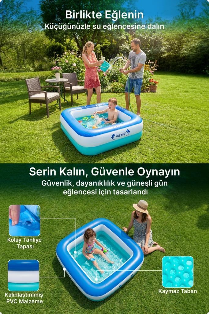Heykida Swim Safe Kare Yüzme Havuzu 86x86x25cm