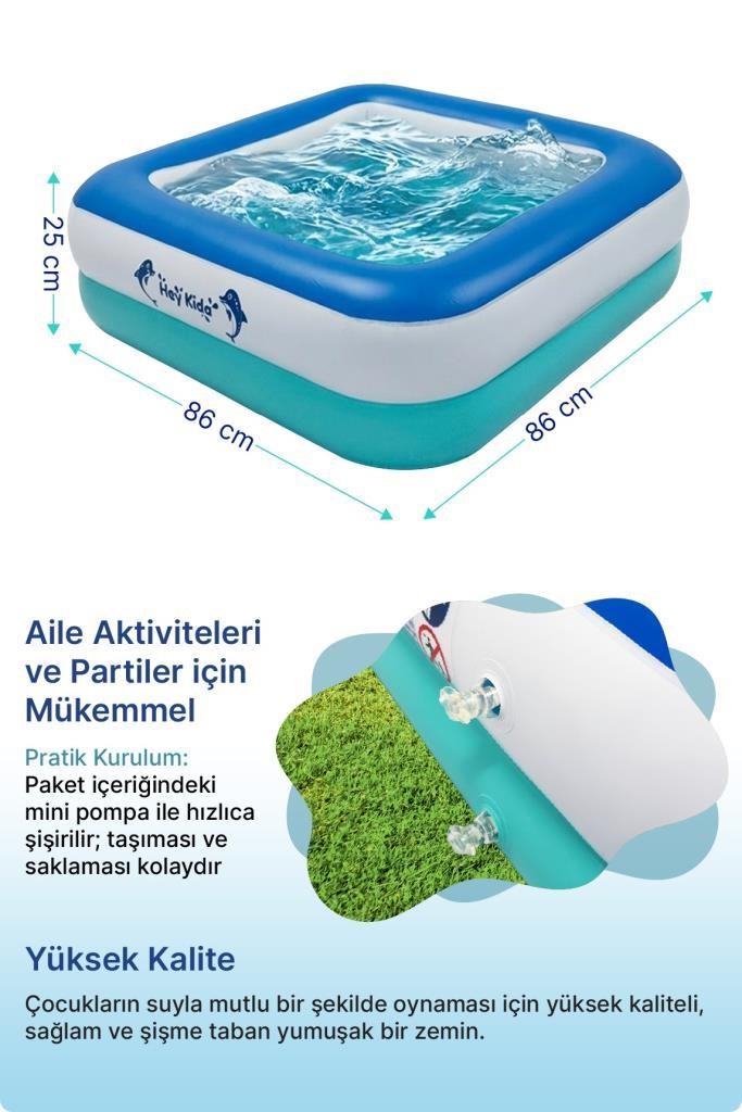 Heykida Swim Safe Kare Yüzme Havuzu 86x86x25cm