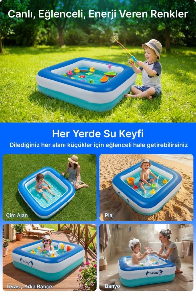 Heykida Swim Safe Kare Yüzme Havuzu 86x86x25cm