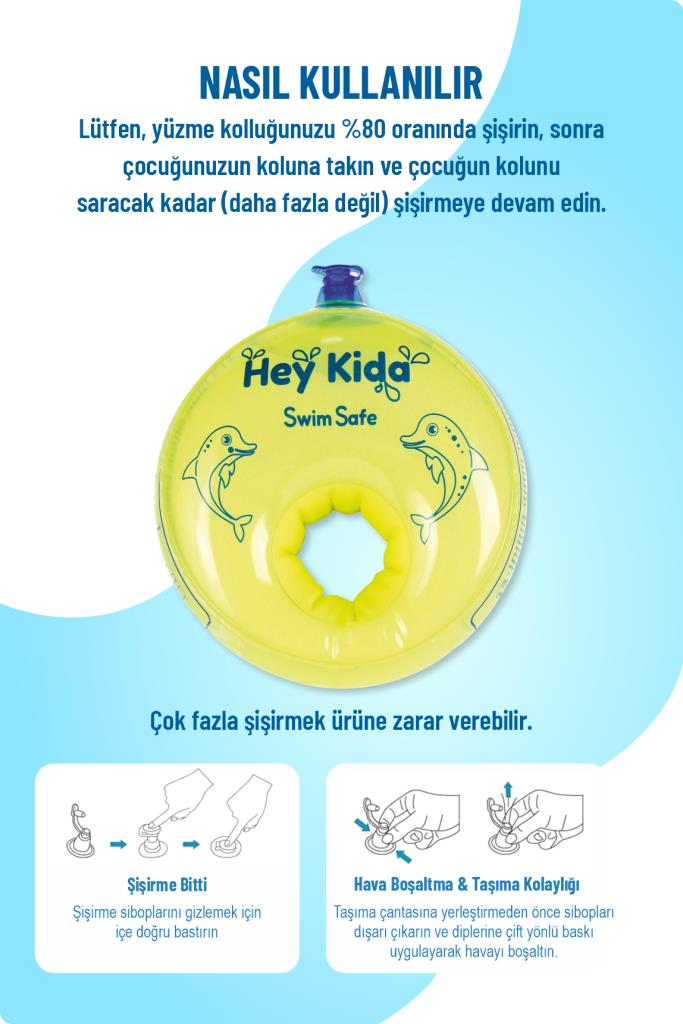 Heykida Swim Safe Yüzme Yardımcısı Deniz Kolluğu 1-6 Yaş