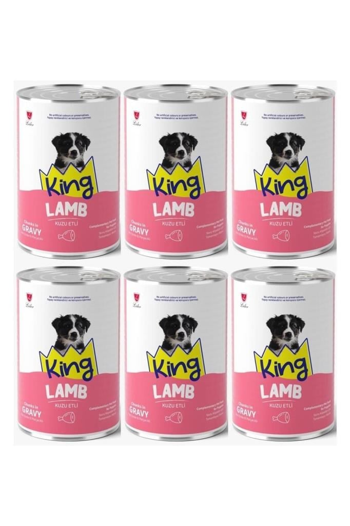 King Et Parçacıklı Kuzu Etli Yavru Köpek Konserve 400 Gr*6 ADET