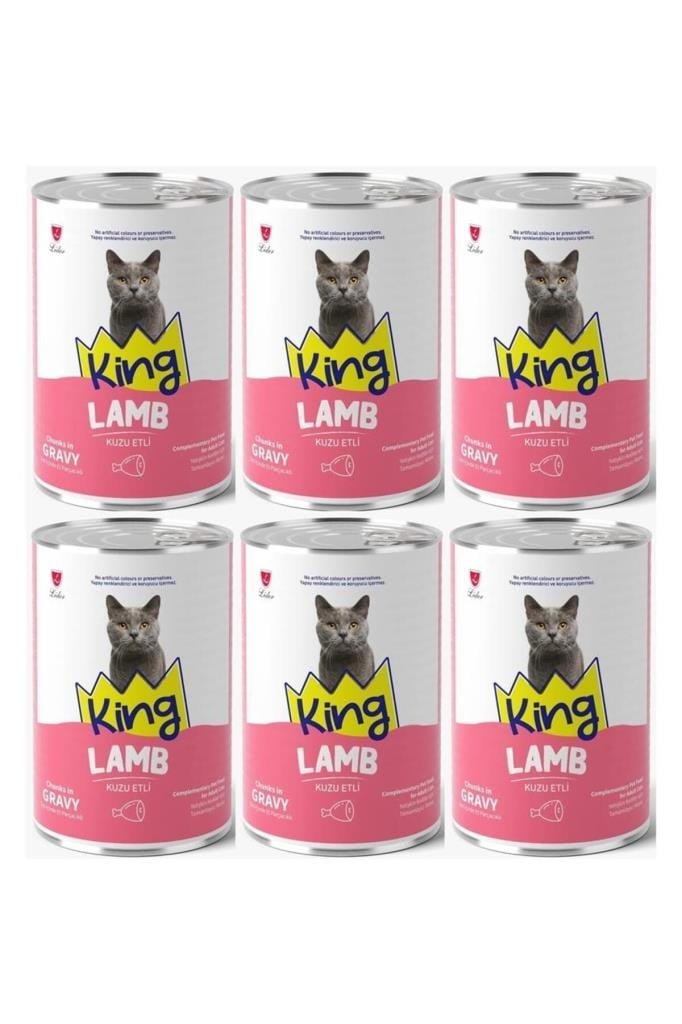 King Et Parçacıklı Kuzu Etli Yetişkin Kedi Konserve 400 Gr*6 ADET