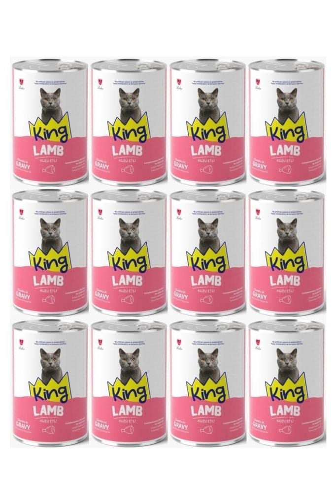 King KUZU ETLİ YETİŞKİN KEDİ KONSERVESİ 400 GR*12 Adet