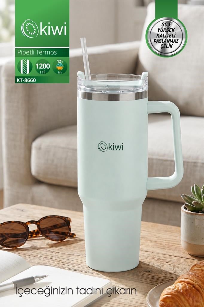 Kiwi Kt-8660 Pipetli Termos Bardak 1,2 Lt Yeşil