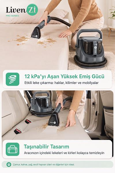 Livenzi JJB-737-II Koltuk Halı Yıkama Ve Leke Çıkartma Makinesi-Gri