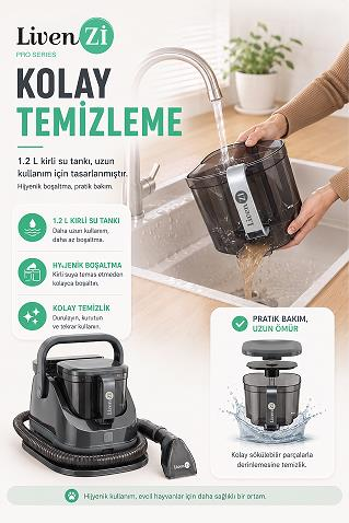 Livenzi JJB-737-II Koltuk Halı Yıkama Ve Leke Çıkartma Makinesi-Gri