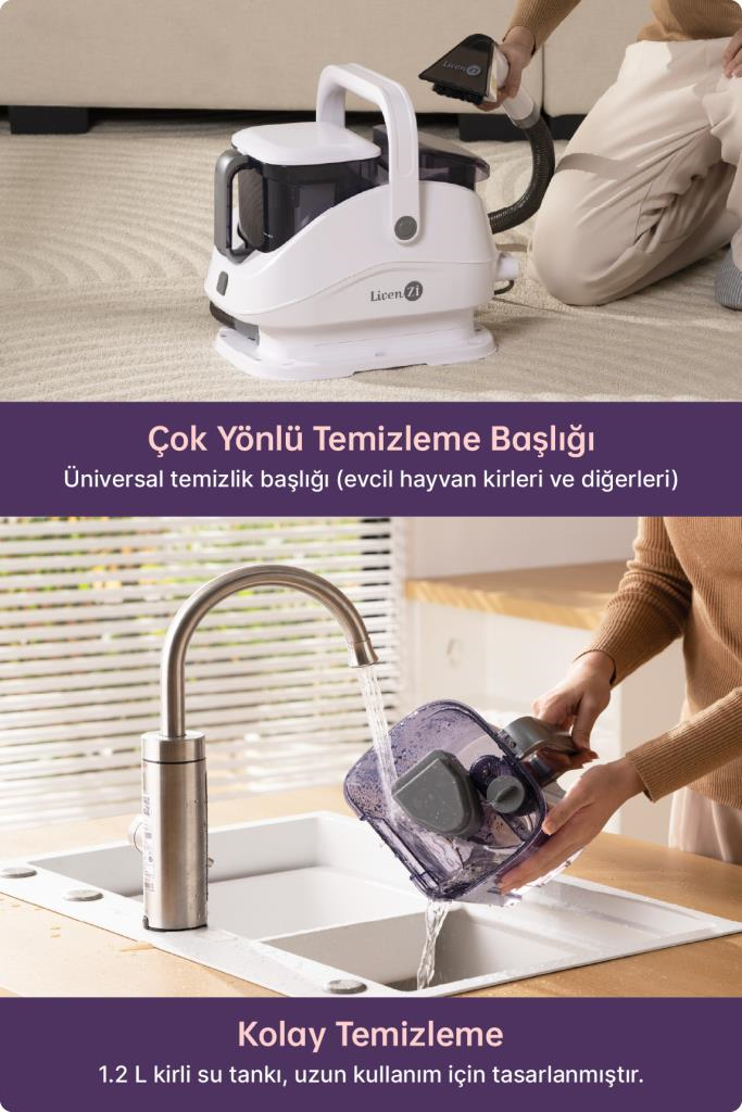 Livenzi JJB-747-A Buharlı Koltuk Halı Yıkama Ve Leke Çıkartma Makinesi-Beyaz