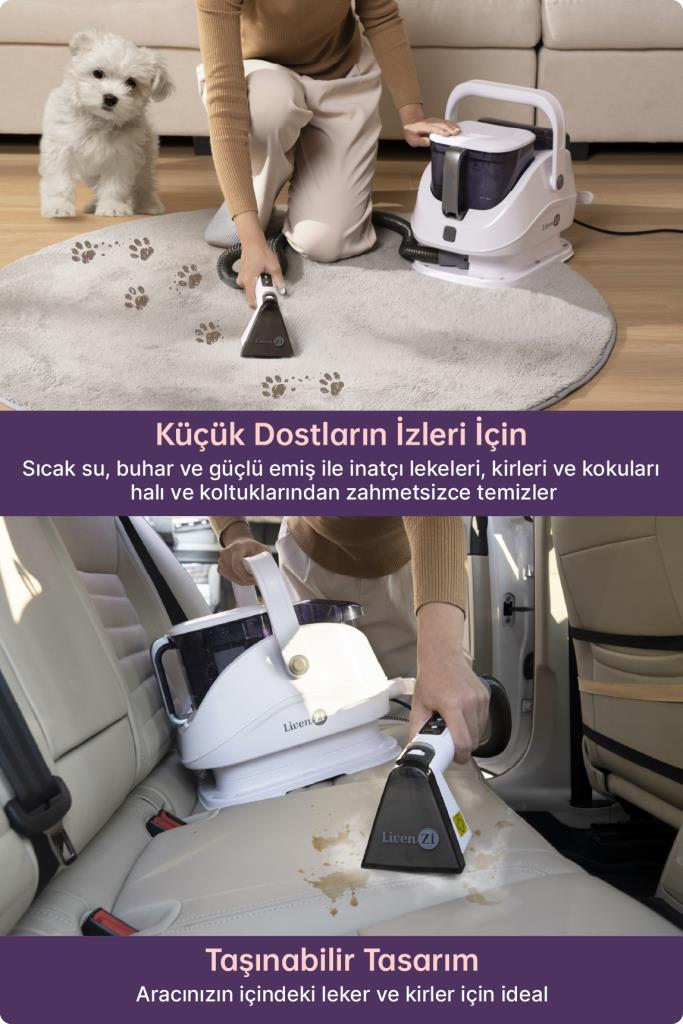 Livenzi JJB-747-A Buharlı Koltuk Halı Yıkama Ve Leke Çıkartma Makinesi-Beyaz