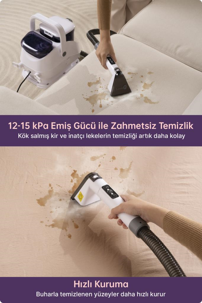 Livenzi JJB-747-A Buharlı Koltuk Halı Yıkama Ve Leke Çıkartma Makinesi-Beyaz