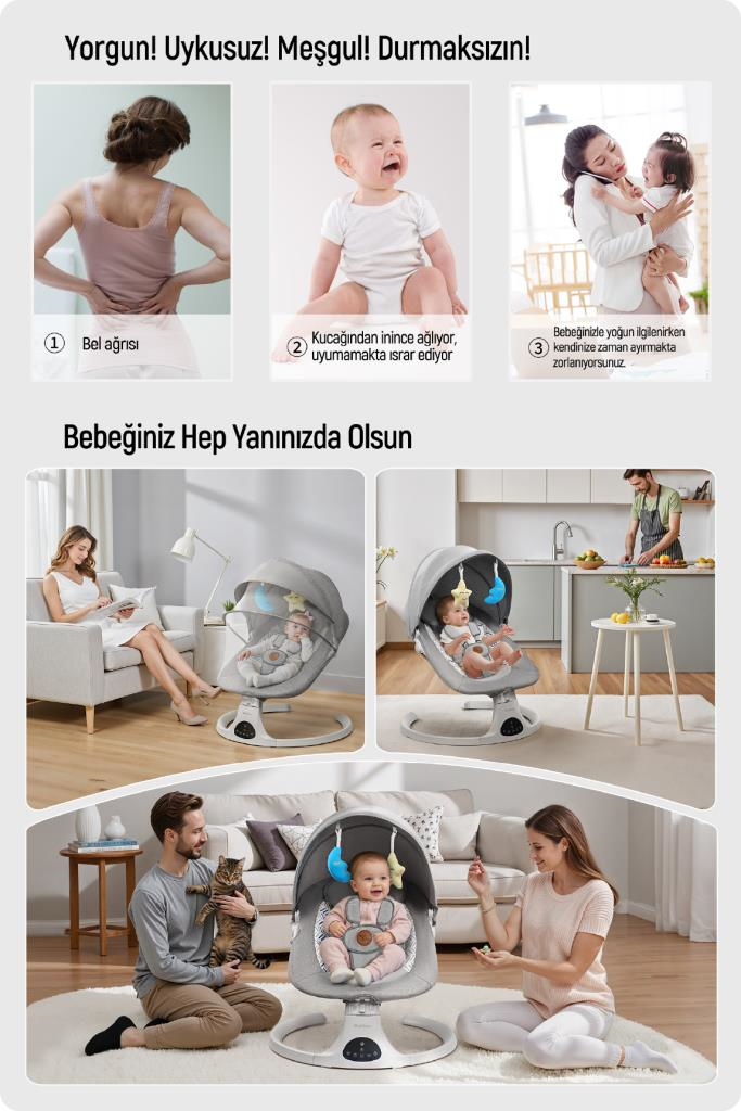 Livenzi Movibaby Hareket Sensörlü Otomatik Ana Kucağı-Grey