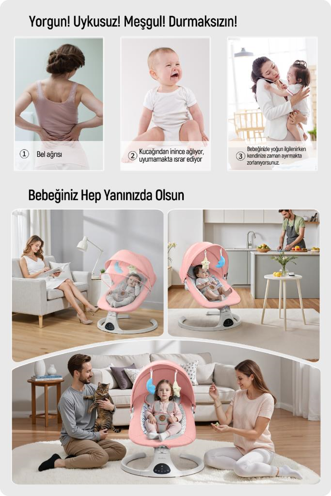 Livenzi Movibaby Hareket Sensörlü Otomatik Ana Kucağı-Pink