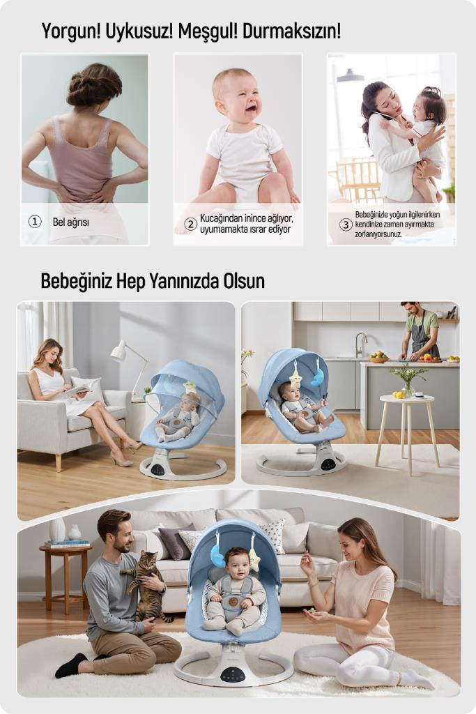 Livenzi Movibaby Hareket Sensörlü Otomatik Ana Kucağı-Blue