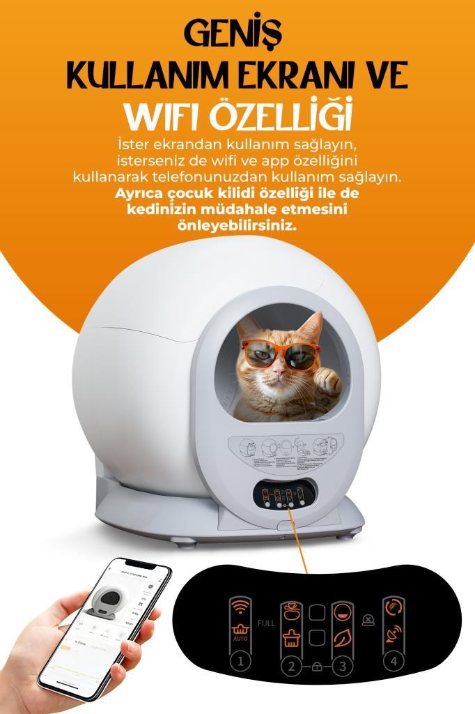 Livenzi Pet Akıllı Otomatik Kedi Tuvaleti | Wi-Fi Kontrollü & Otomatik Temizleme & Koku Önleyici & Uv Sterilizasyon