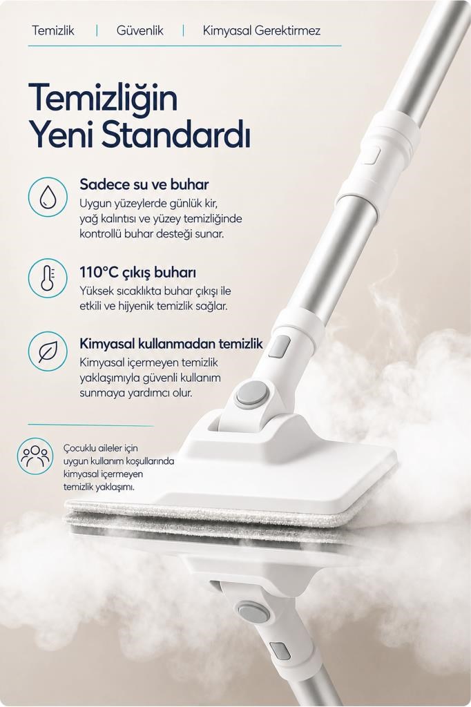 LivenZi Steam Pro 2000 Çok Fonksiyonlu Buharlı Temizlik & Hijyen Makinesi Beyaz