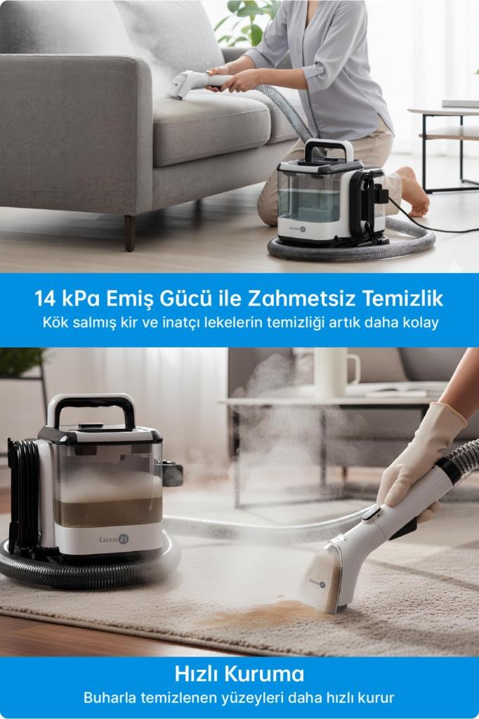 Livenzi SY-F01A Halı ve Koltuk Yıkama & Buharlı Temizlik Makinesi 2'si 1 Arada