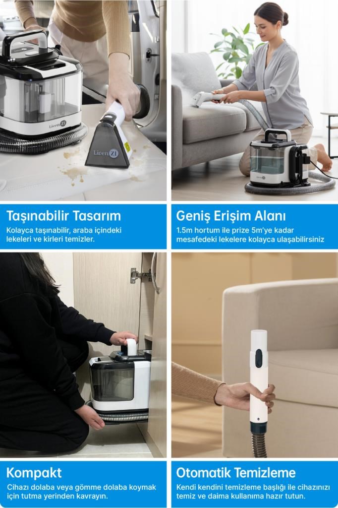 Livenzi SY-F01A Halı ve Koltuk Yıkama & Buharlı Temizlik Makinesi 2'si 1 Arada