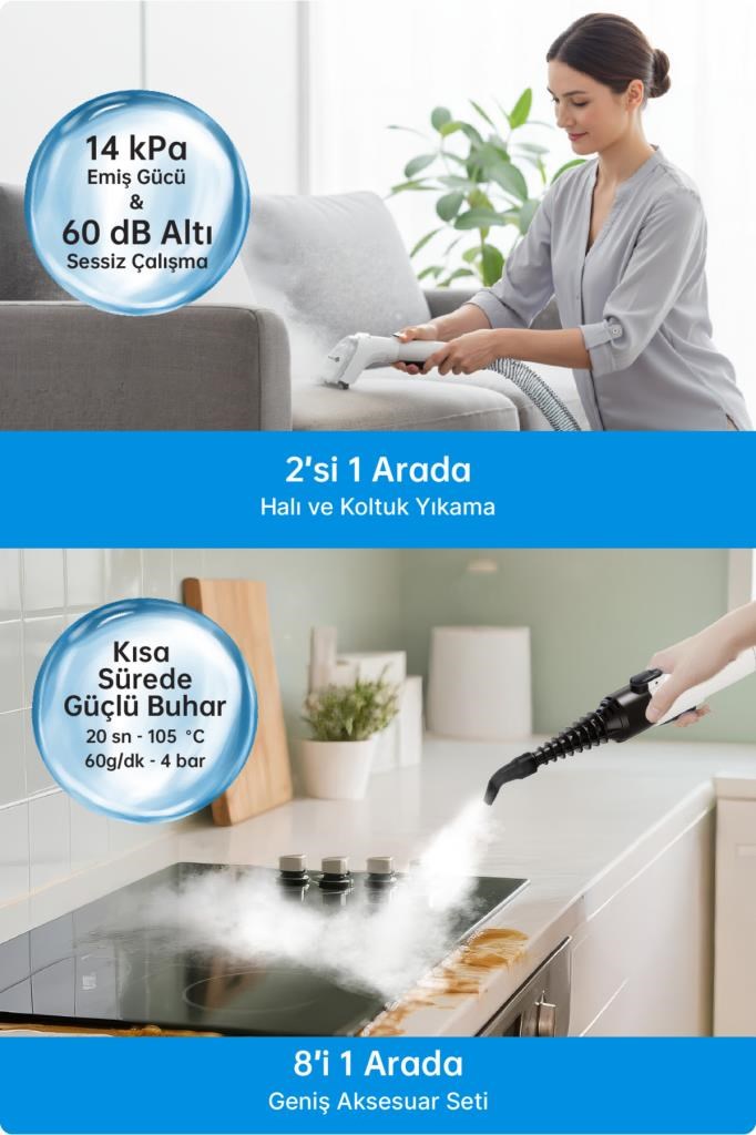 Livenzi SY-F01A Halı ve Koltuk Yıkama & Buharlı Temizlik Makinesi 2'si 1 Arada