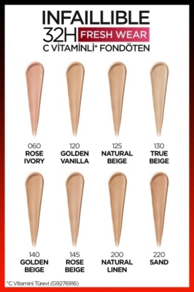 L'Oréal Paris Infaillible 32H Fresh Wear C Vitaminli Fondöten - 130 True Beige
