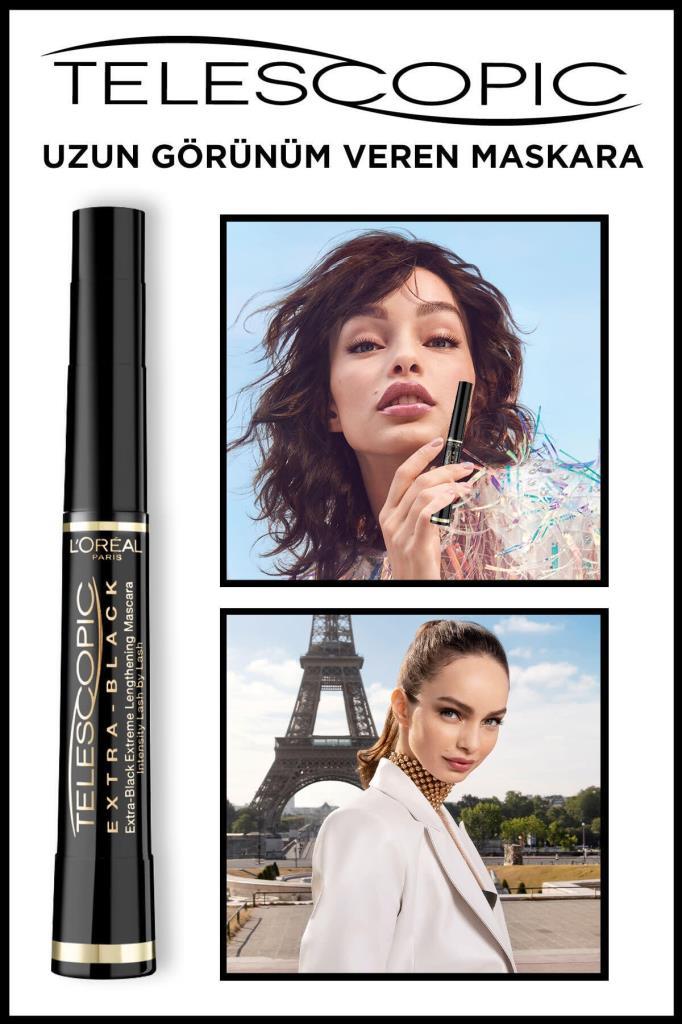 L'Oreal Paris Telescopic Carbon Extra Black Maskara - Siyah