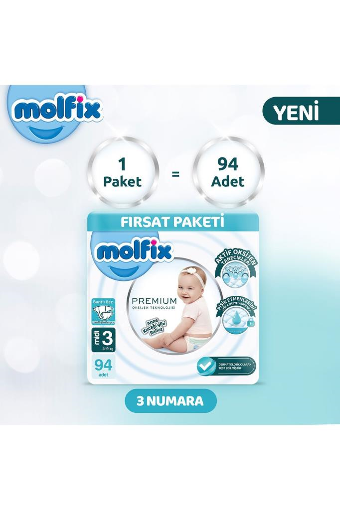 Molfix Premium Ultra Fırsat Paketi 3 Beden 94 Adet