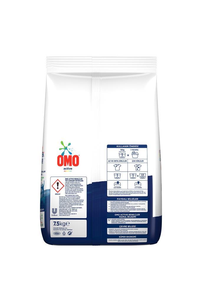 Omo Active Fresh Toz Çamaşır Deterjanı Renkliler İçin Renklilerinizi Korur 7.5 KG 2 Adet
