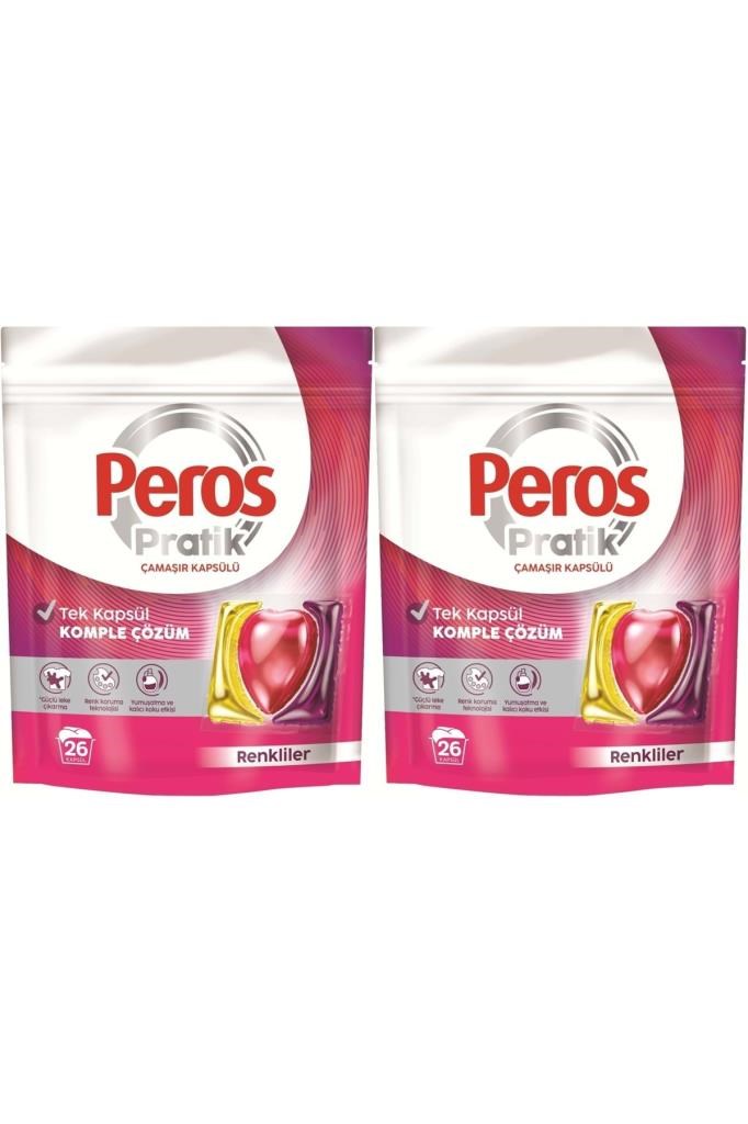 Peros Pratik Matik Çamaşır Deterjanı Kapsülü - Tableti 52 Adet Renkliler (2PK*26)
