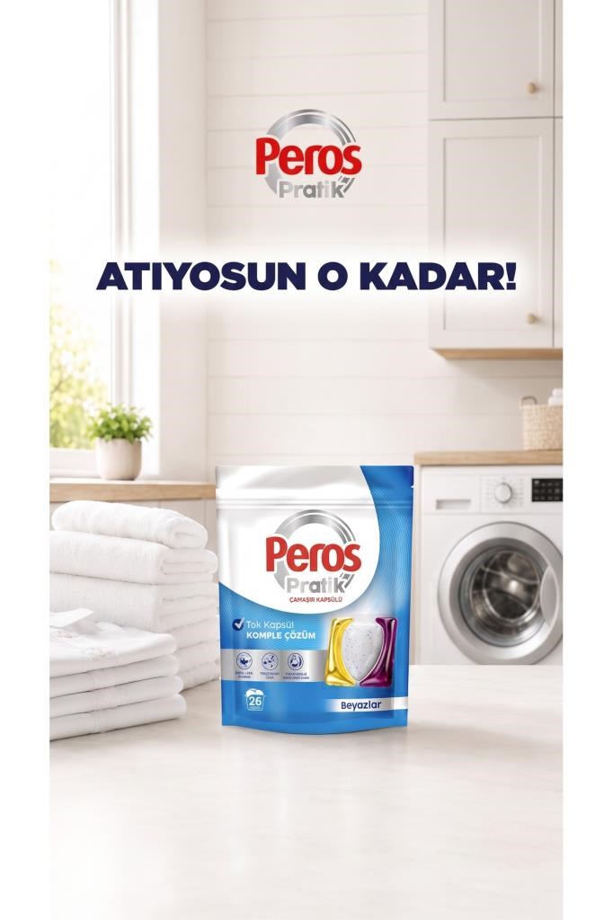 Peros Pratik Matik Çamaşır Deterjanı Kapsülü - Tableti 52 Adet Beyazlar (2PK*26)