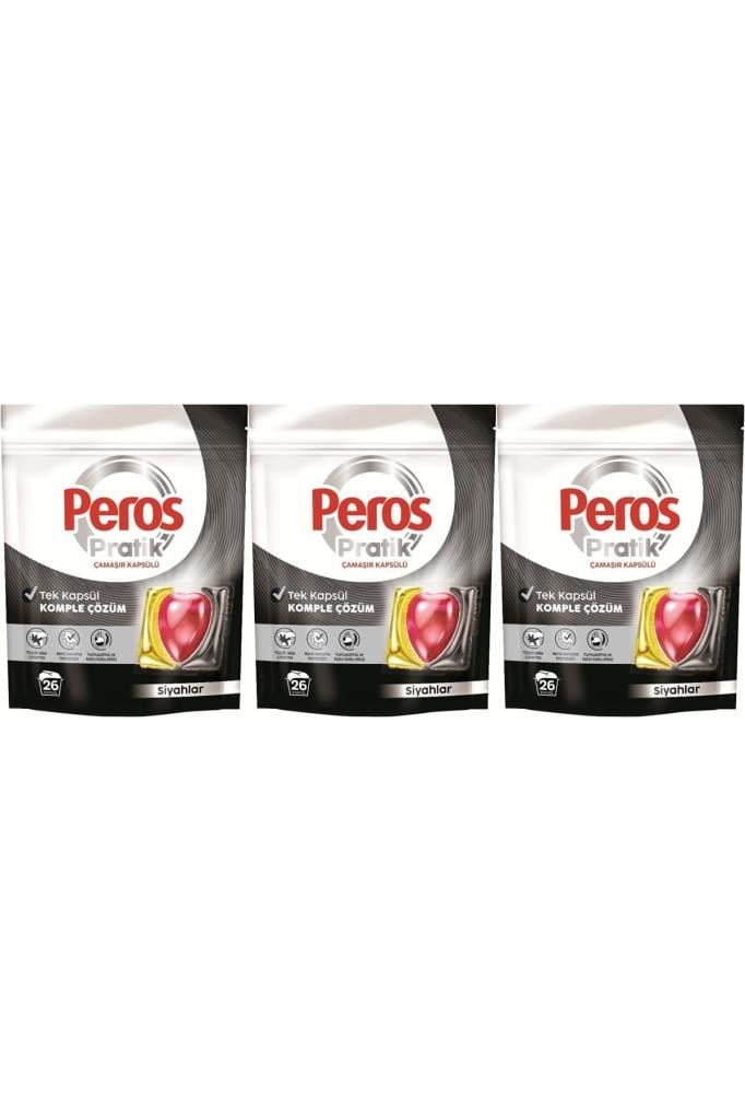 Peros Pratik Matik Çamaşır Deterjanı Kapsülü - Tableti 78 Adet Siyahlar (3PK*26)