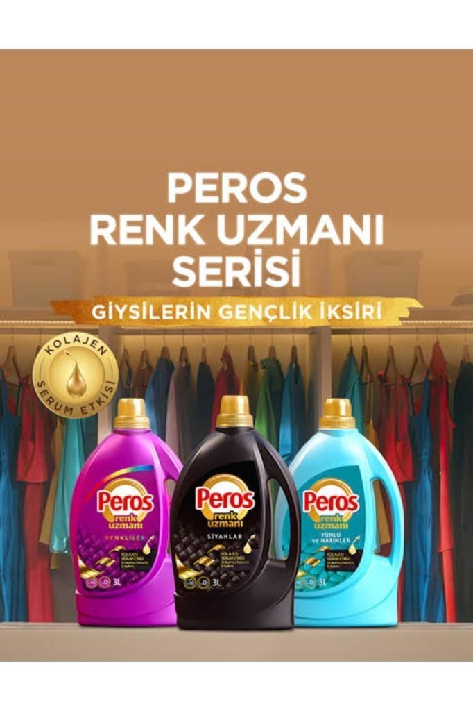 Peros Renk Uzmanı Sıvı Çamaşır Bakım Detarjanı Siyahlar - Renkliler - Bakım Yünlü Narinler 3x3l
