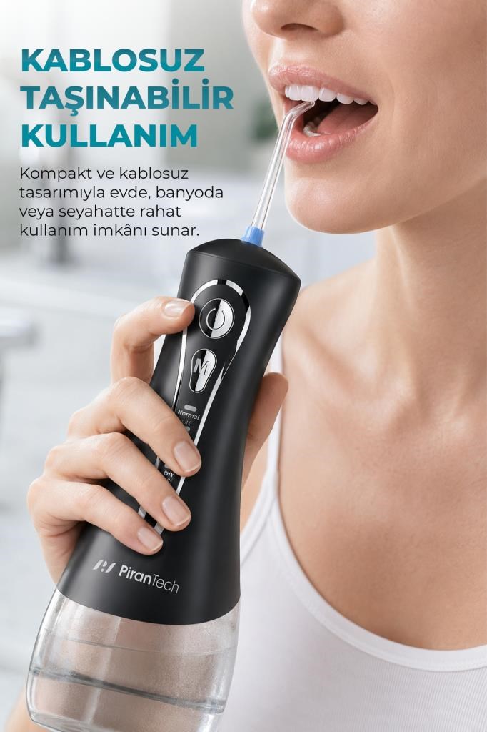 PiranTech AquaDent Ultra Ağız Duşu - Şarjlı Taşınabilir, 4 Farklı Mod, IPX7 Su Geçirmez