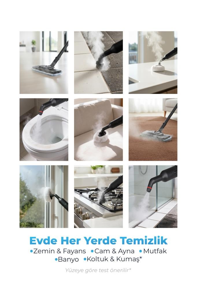 PiranTech CB-103A Güçlü Buharlı Temizlik Makinesi | Ev Tipi Kimyasalsız Hijyen