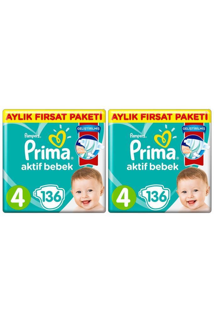 Prima Bebek Bezi Aktif Bebek 4 Beden 272 Adet 2 Aylık Fırsat Paketi