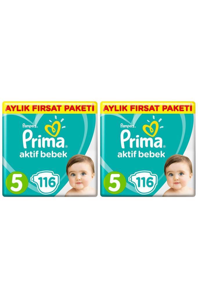 Prima Bebek Bezi Aktif Bebek 5 Beden 232 Adet Junior 2 Aylık Fırsat Paketi