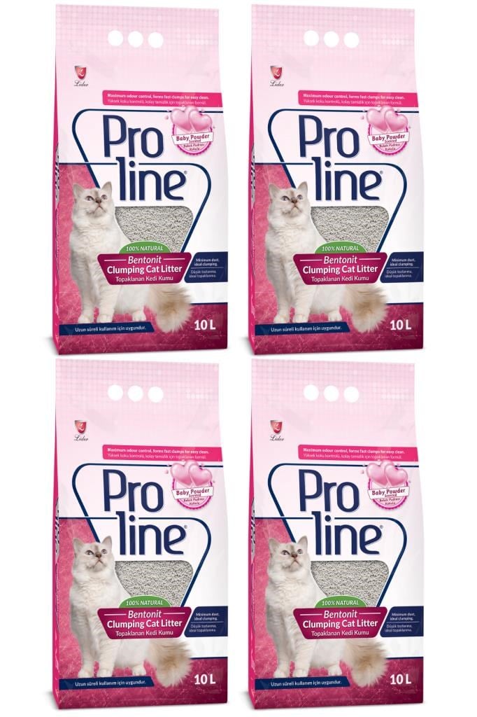 Proline Bebek Kokulu Topaklanan Kedi Kumu 10 Lt X 4 Adet