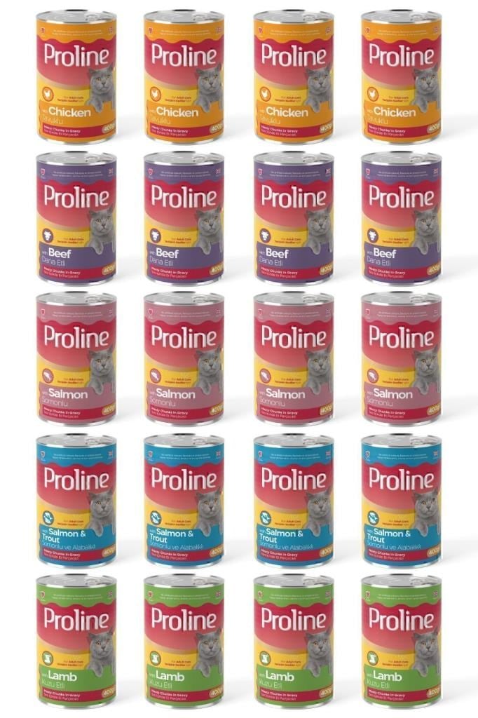 Proline Karışık Kedi Konservesi 5 Çeşit 400 gr x 20 Adet