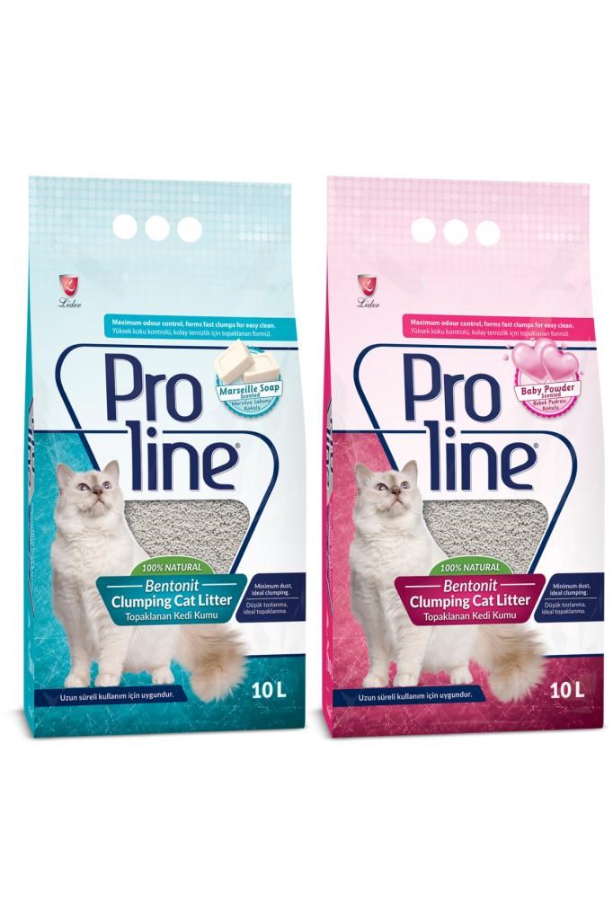 Proline Proline Doğal Topaklanan Baby Powder Ve Marsilya Sabunlu Kedi Kumu 10 lt 2 Adet