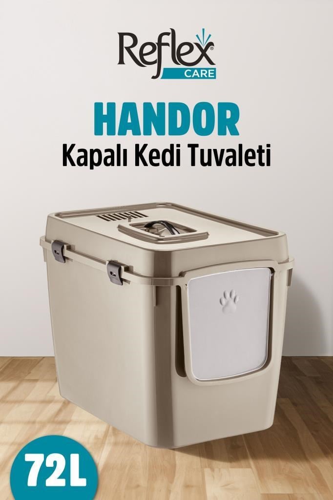 Reflex Care Handor Kapalı Kedi Tuvaleti Bej (57,5 x 43,5 x 39 cm)
