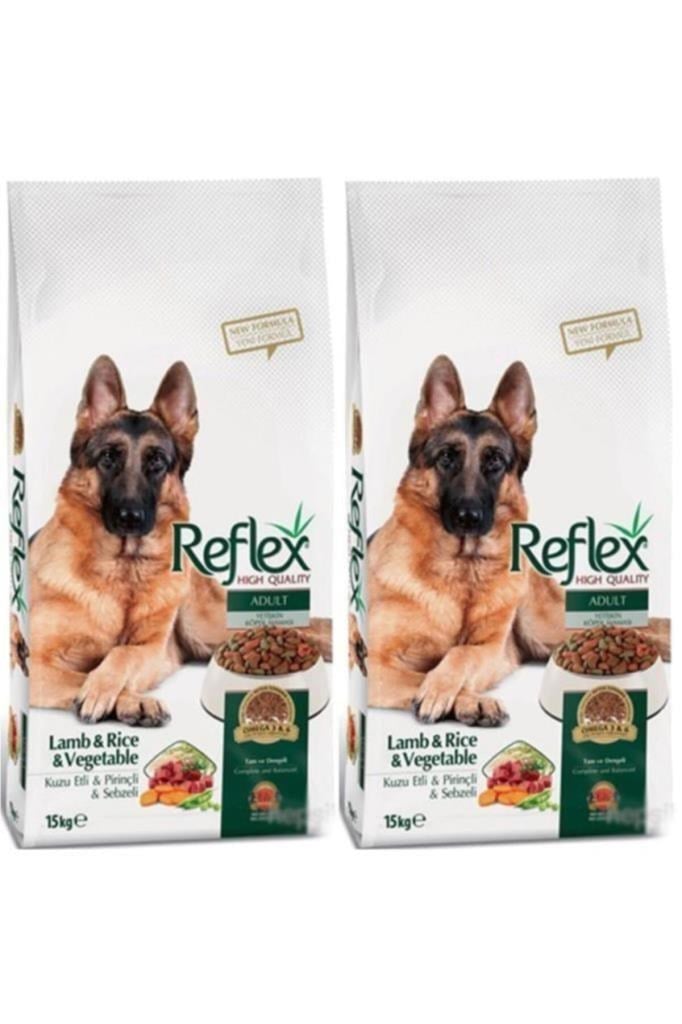Reflex Kuzu Etli & Pirinçli & Sebzeli Yetişkin Köpek Maması 15 Kg 2'li Set