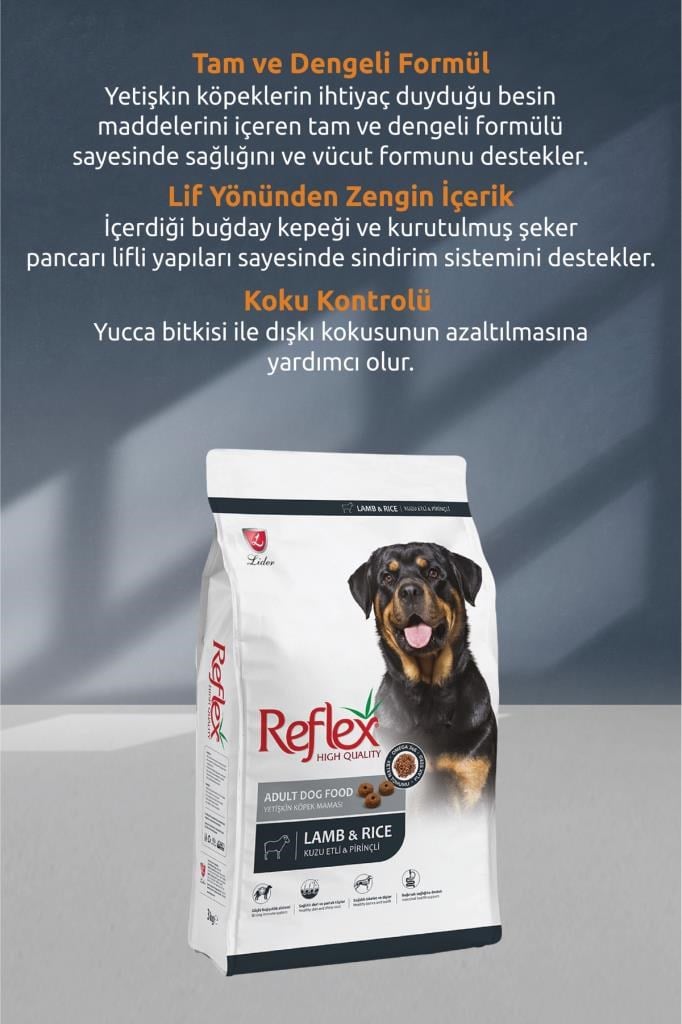 Reflex Kuzu Etli ve Pirinçli Yetişkin Köpek Maması 15 kg x 2