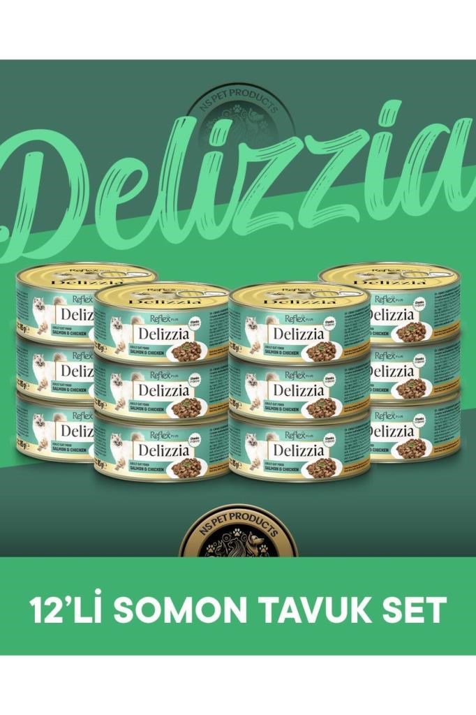 Reflex Plus Delizzia Yetişkin Somonlu-Tavuklu Gravy Kedi Maması 12x85 gram