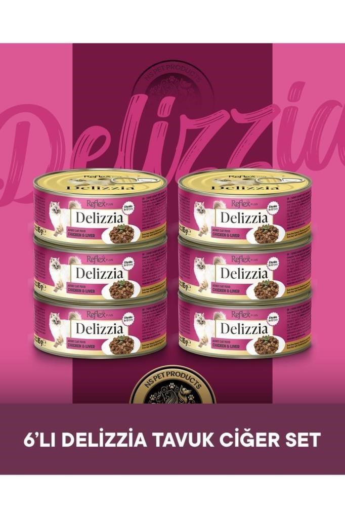 Reflex Plus Delizzia Yetişkin Tavuklu-Ciğerli Gravy Kedi Maması 6x85 gram