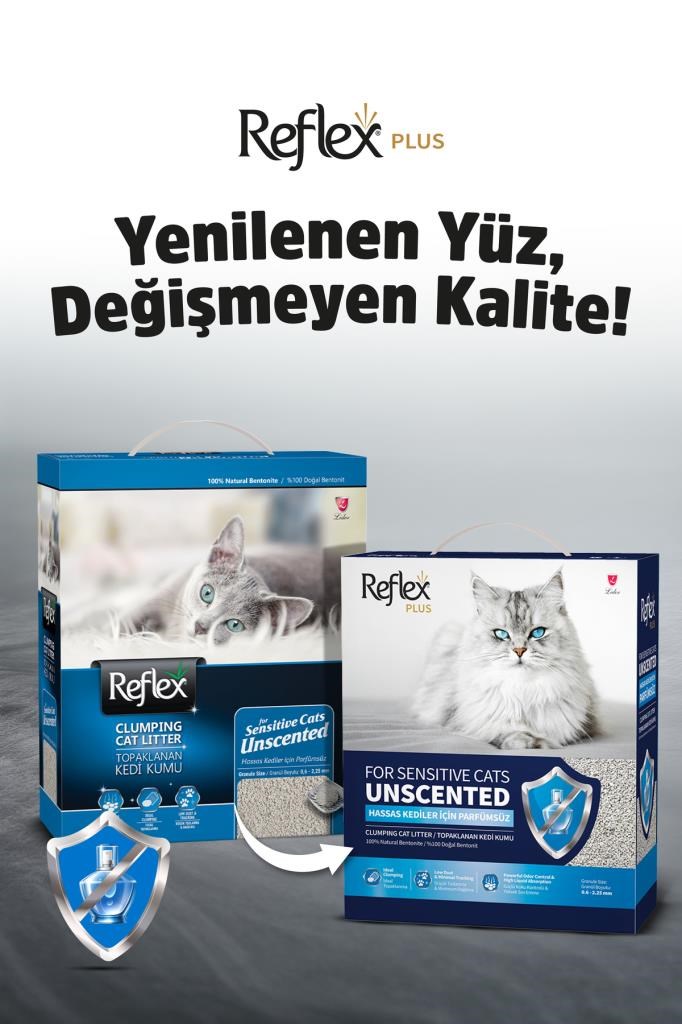 Reflex Plus Hassas Kediler İçin Parfümsüz Topaklanan Kedi Kumu 10L