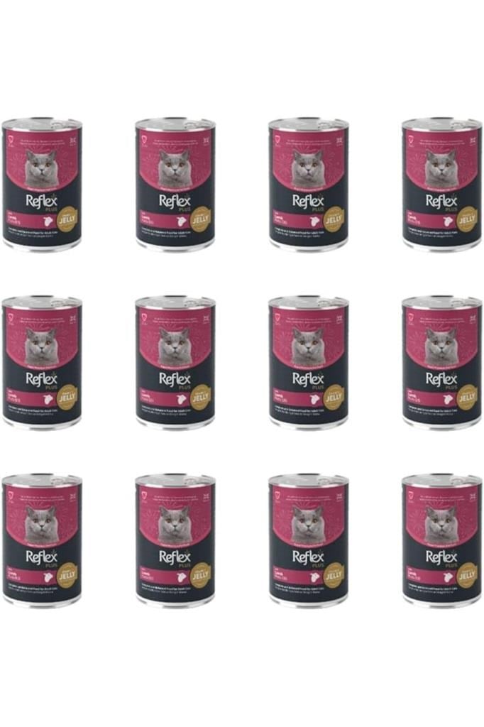 Reflex Plus Jöle İçinde Et Parçacıklı Kuzu Etli Yetişkin Kedi Konservesi 400 Gr (12 Adet)