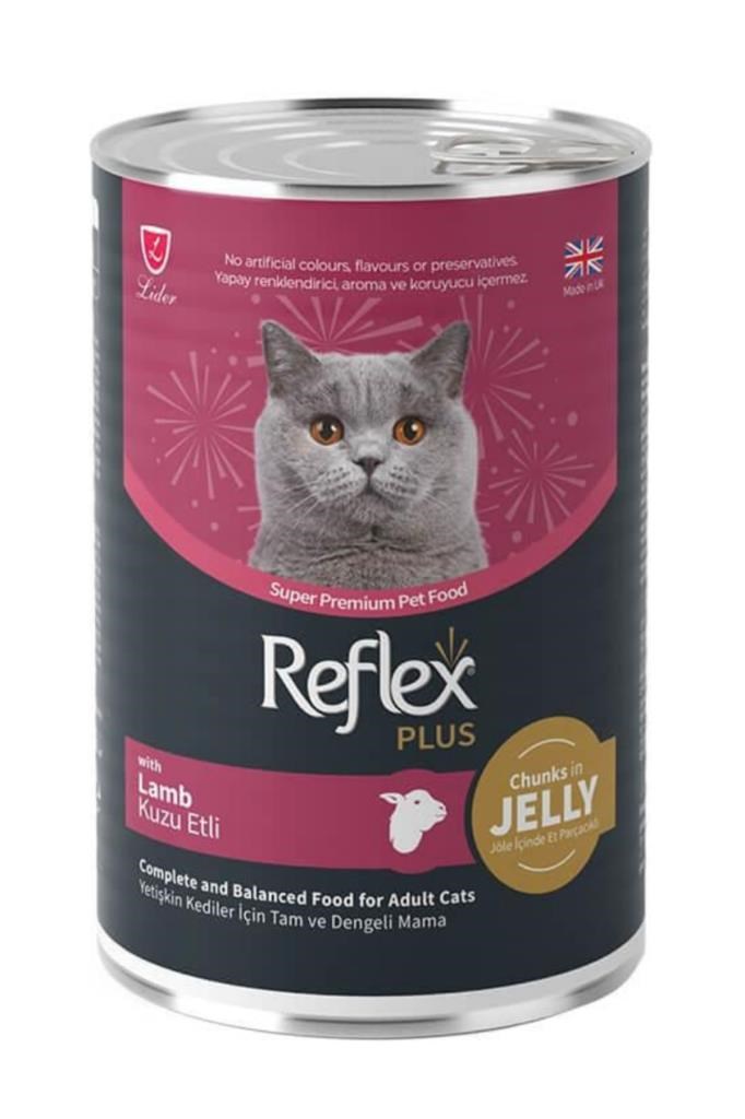 Reflex Plus Jöle İçinde Parça Kuzu Etli Yetişkin Kedi Konservesi 400gr - 6 Adet