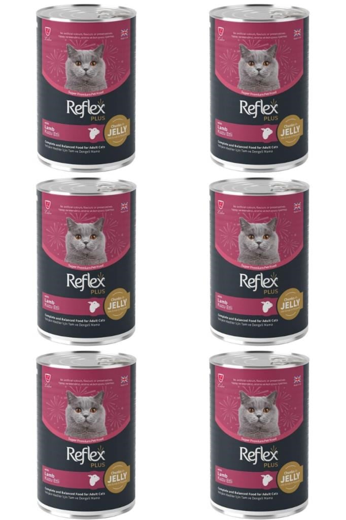 Reflex Plus Jöle İçinde Parça Kuzu Etli Yetişkin Kedi Konservesi 400gr - 6 Adet