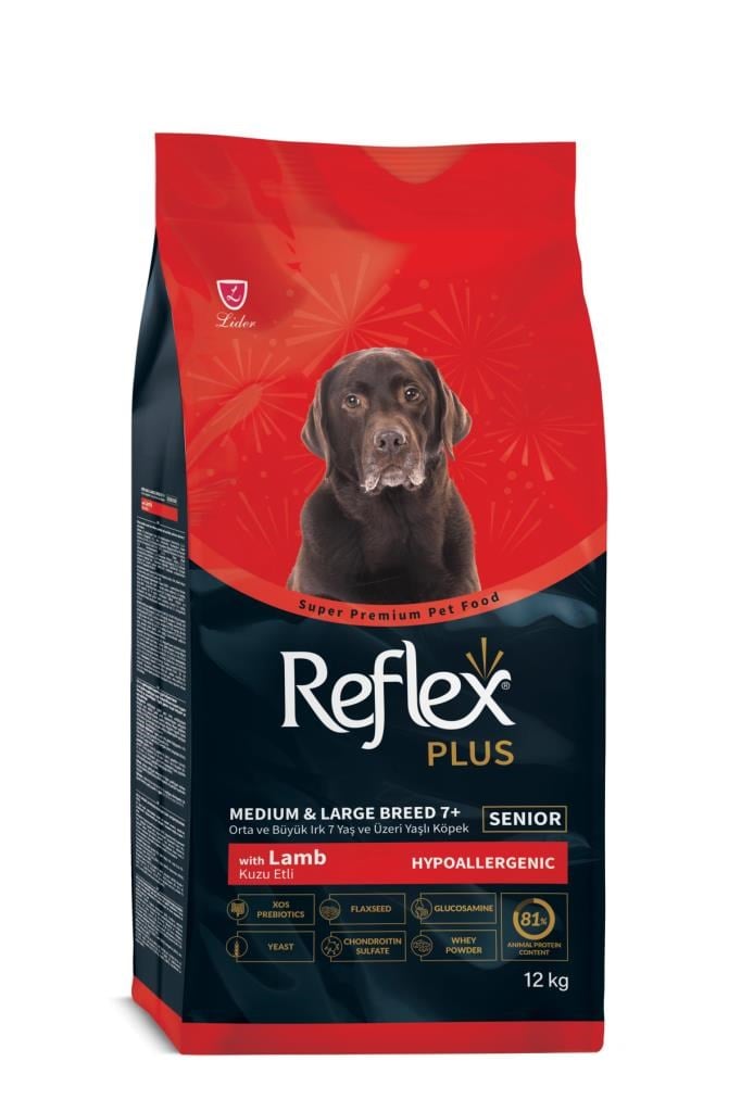 Reflex Plus Orta ve Büyük Irk +7 Yaş Üzeri Yaşlı Köpek Maması 12 kg