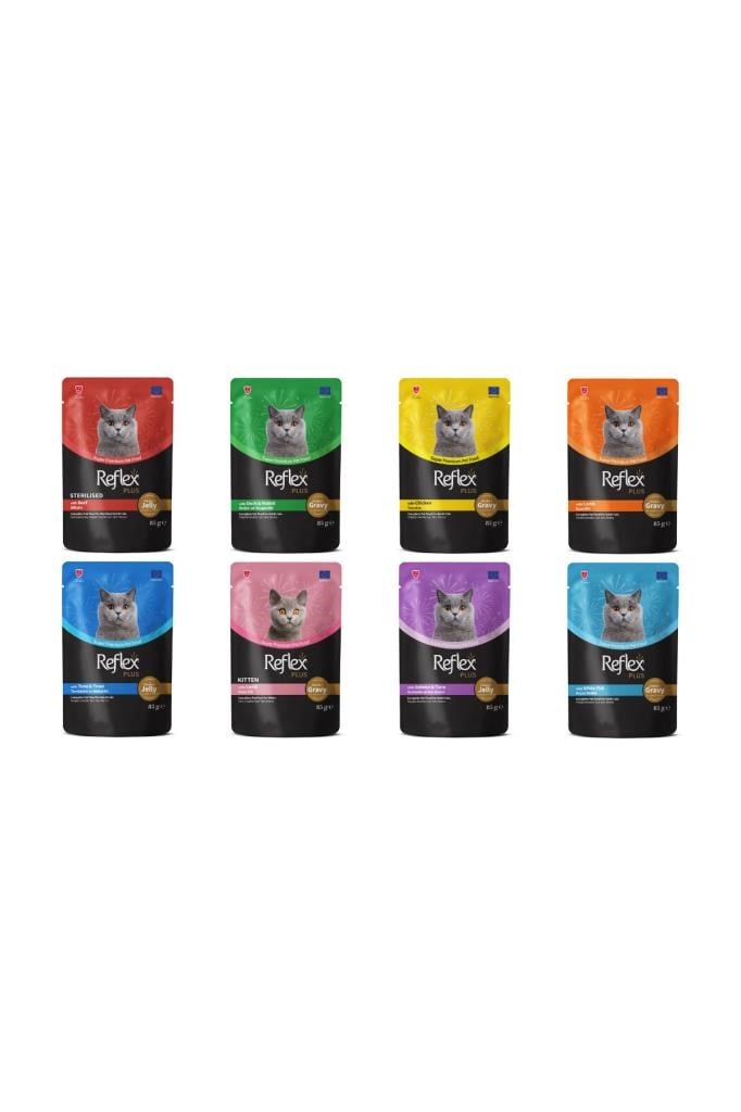Reflex Plus Pouch Kedi Yaş Mama Çeşitleri 85 Gr X 8 Adet