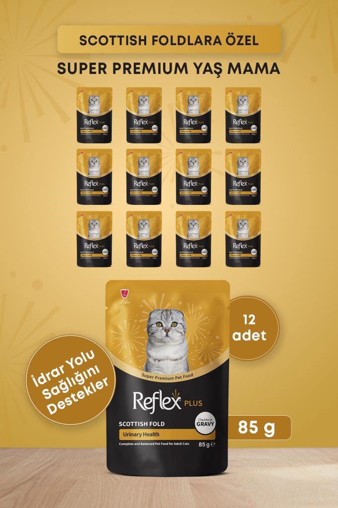Reflex Plus Scottish Fold Yetişkin Kedi Pouch Mama 85gr x 12 Adet