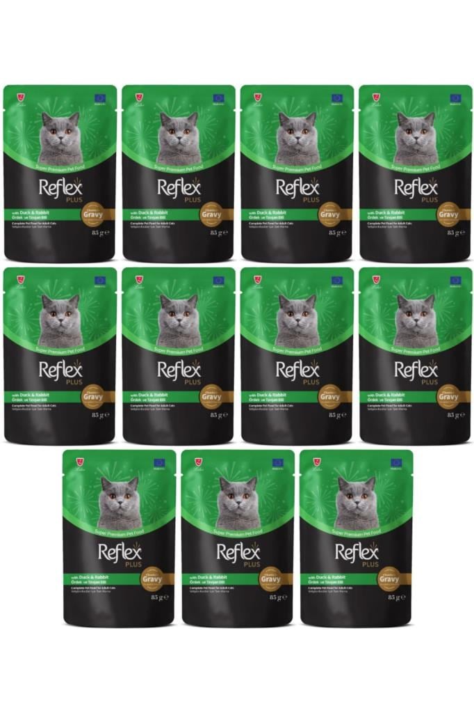 Reflex Plus Sos İçinde Parça Ördek ve Tavşan Etli Yetişkin Kedi Konservesi 85gr - 11 Adet